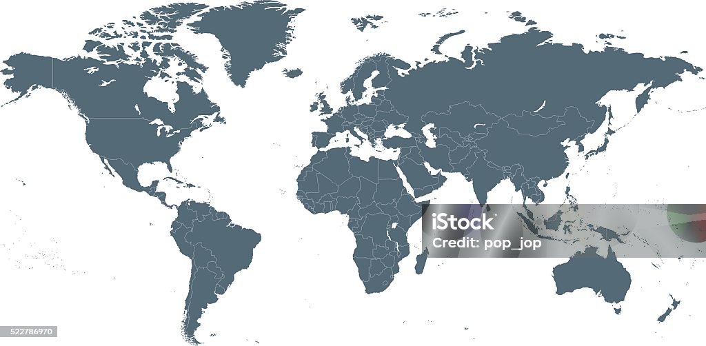 World Map Empty Dark Gray World Map - illustration World Map stock vector