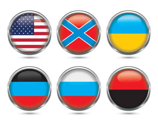 Vector illustration of glossy button flag