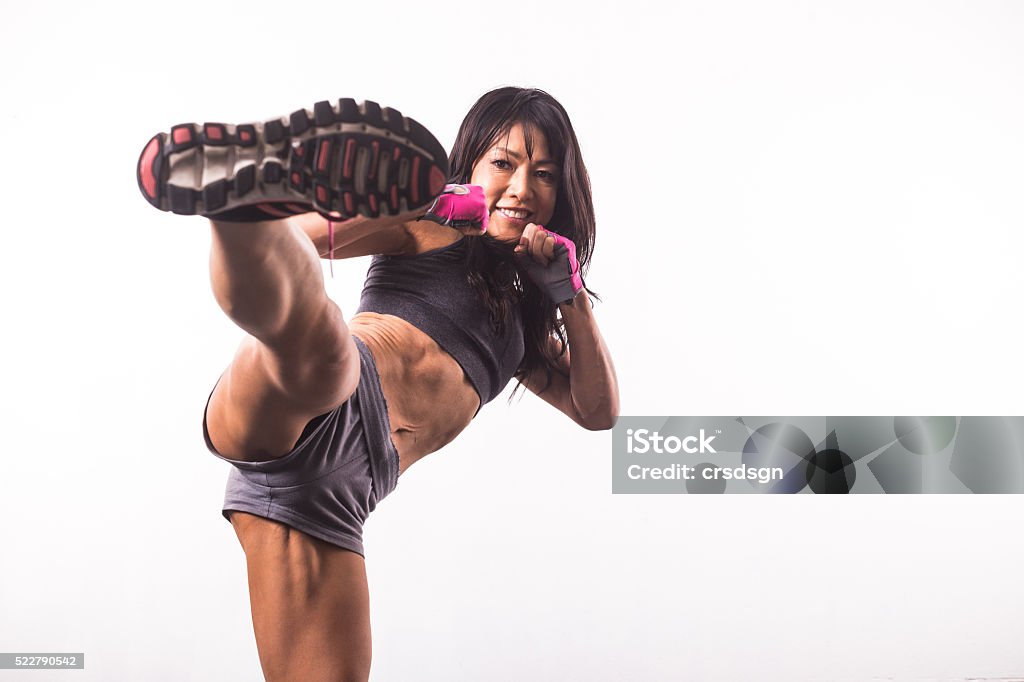 Kickboxing woman work out Activity Stock Photo