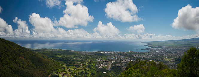 View of Wailuku and Kahului from above the Iao Valley, Maui, Hawaii, USA