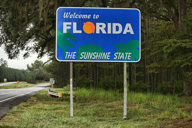 Welcome to Florida Sign Welcome to Florida sign along U.S. Route 319 at the Florida/Georgia state line. georgia us state photos stock pictures, royalty-free photos & images