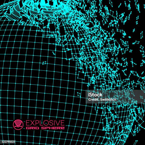 Exploded Grid Ball Made Of Connected Dots Stock Illustration - Download ...