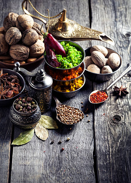 istock Indian Spices at wooden table 522795690