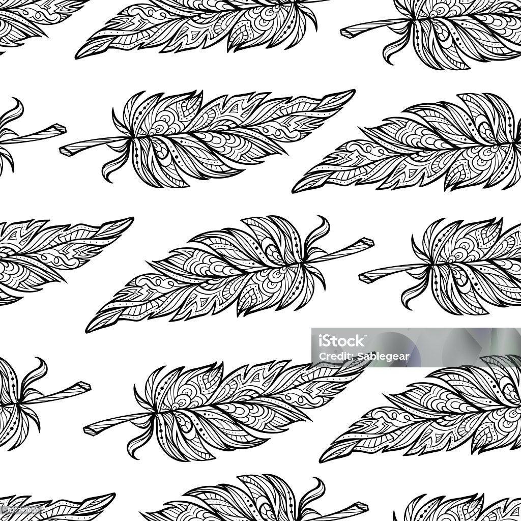 Vector feathers seamless pattern Vector black and white feathers seamless pattern. Boho style. Animal Markings stock vector