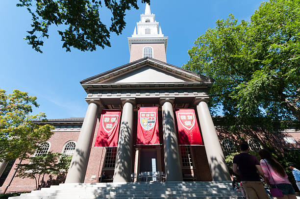 Boston, Massachusetts, USA - September 5, 2015: Picture of the Harvard Church on Harvard Campus in Cambridge.