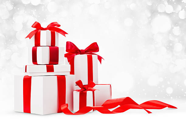 istock Christmas gifts with red bows 522799153