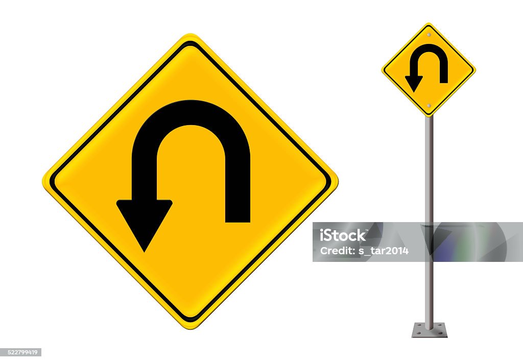 U-turn road sign Alertness Stock Photo