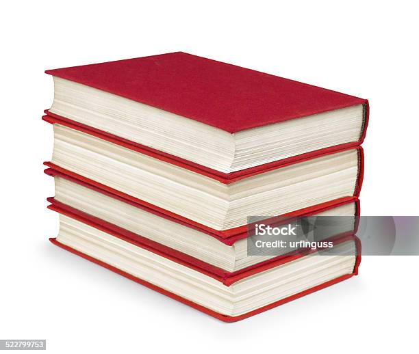 Photo libre de droit de Rouge Pile De Livres Vintage Isolé Sur Blanc banque d'images et plus d'images libres de droit de Admiration - Admiration, Apprentissage, Bibliothèque