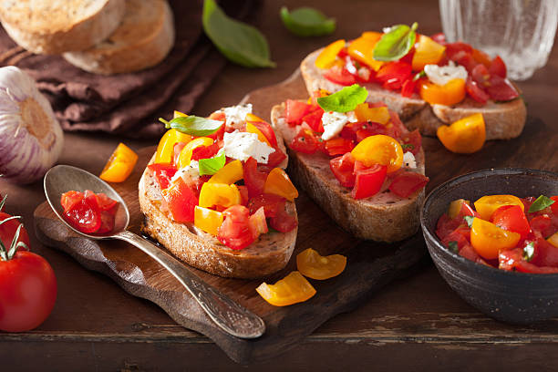 istock Italian bruschetta with tomatoes garlic olive oil 522800621
