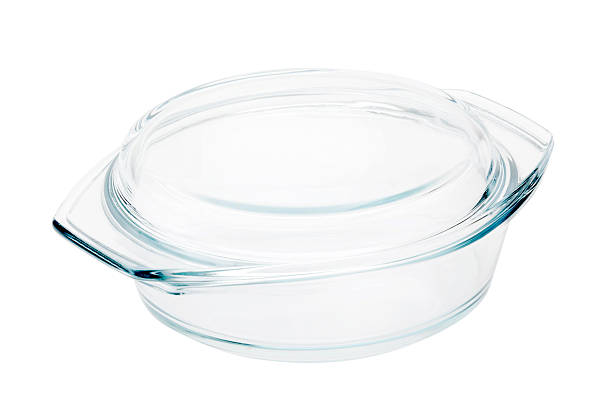 istock Clear empty Transparent glass casserole with lid 522801347
