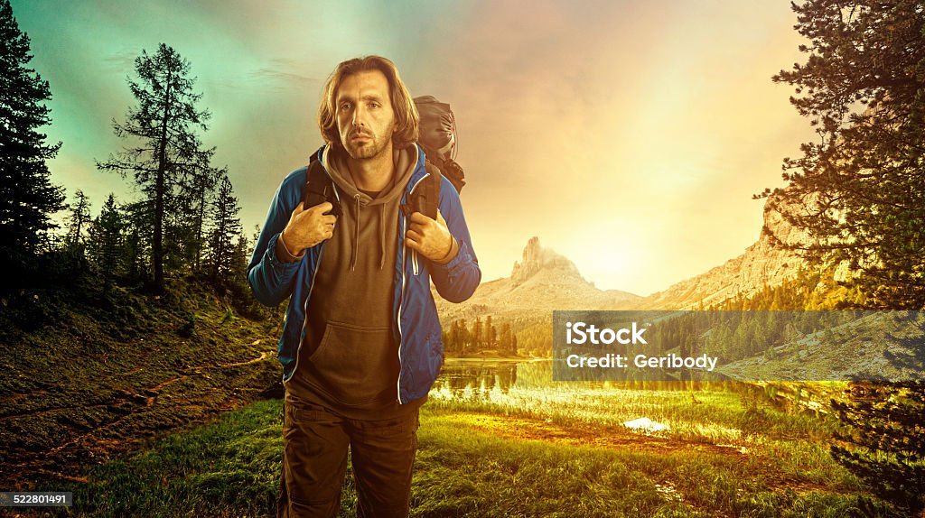 Hiker in the Italian Dolomites Adult Stock Photo