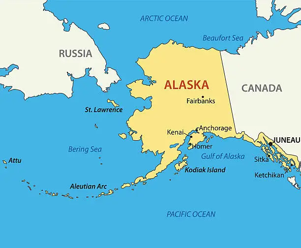 Vector illustration of Alaska - vector map