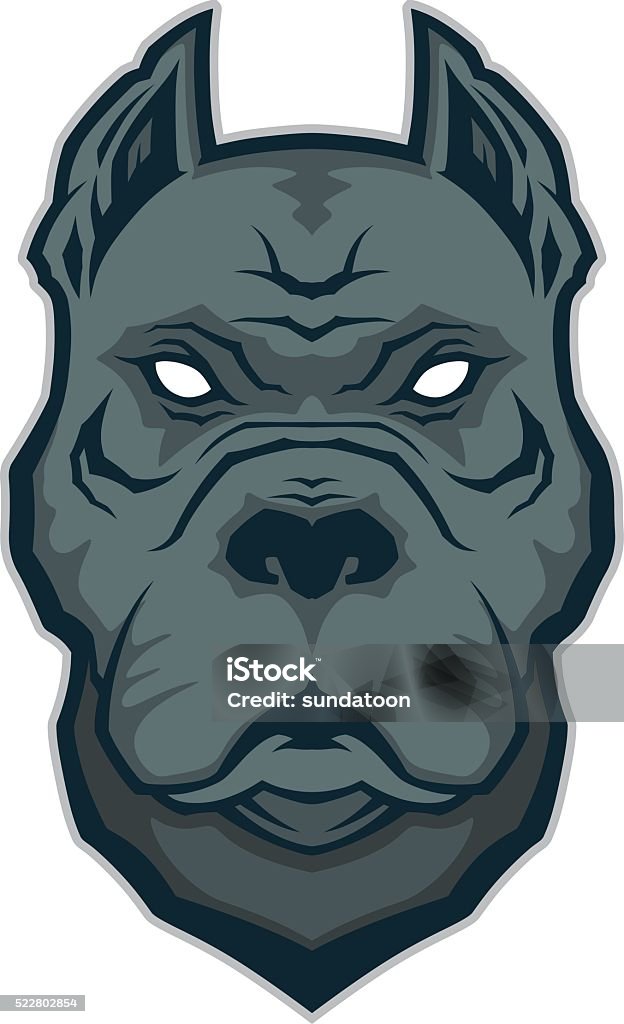 Pitbull head mascot Clipart picture of a pitbull head cartoon mascot character Aggression stock vector