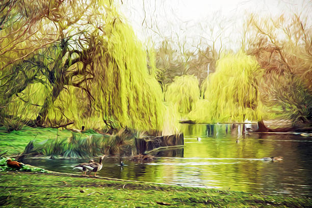istock Saint James's park scene, London, Great Britain, illustration 522803302
