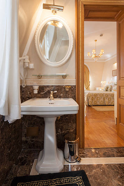 istock Sink and mirror in elegant luxury bathroom 522804195