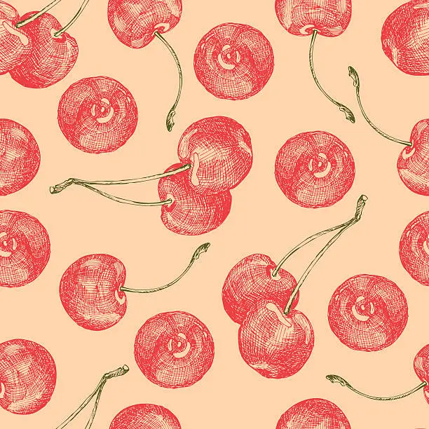Vector illustration of Cherries seamless pattern