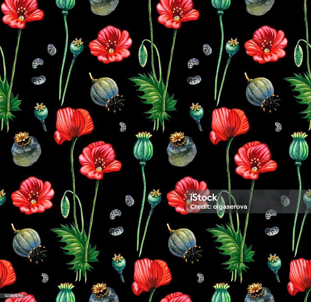 Poppy Pattern For Sign Poppy Handpainted Pattern Stock Illustration - Download Image Now ...