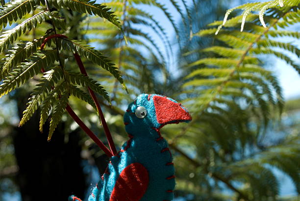 istock Pukekeo in a Ponga Tree, Kiwiana Christmas Themed Image 522806091