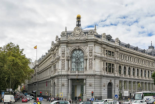 Bank of Spain, Madrid The magnificent Bank of Spain building  at the beautiful Plaza de la Cibeles was built between 1884 and 1891 in Madrid, Spain historic building photos stock pictures, royalty-free photos & images