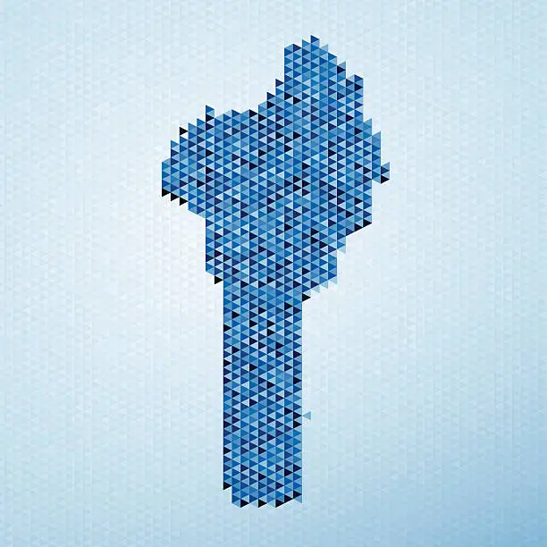 Vector illustration of Benin Map Triangle Pattern Blue