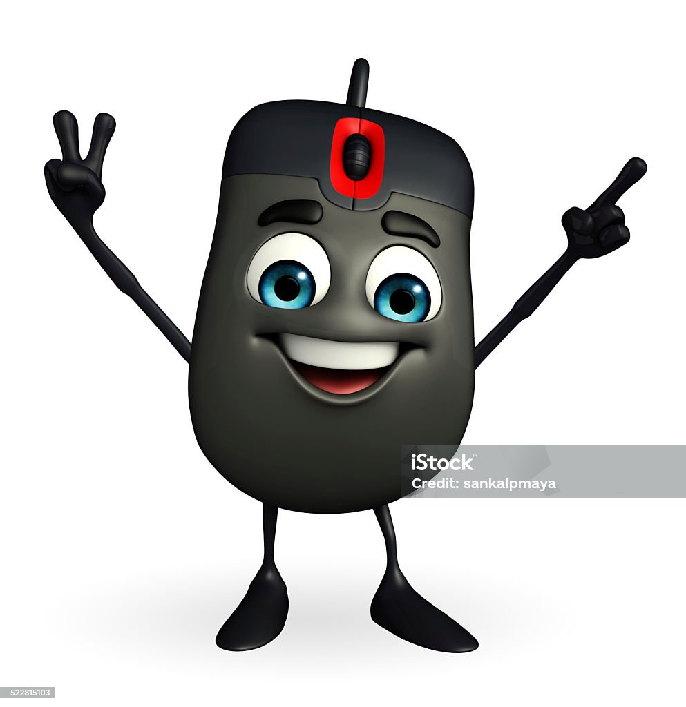 Computer Pointing Mouse Computer Mouse Character Is Pointing Stock Photo - Download Image Now ...