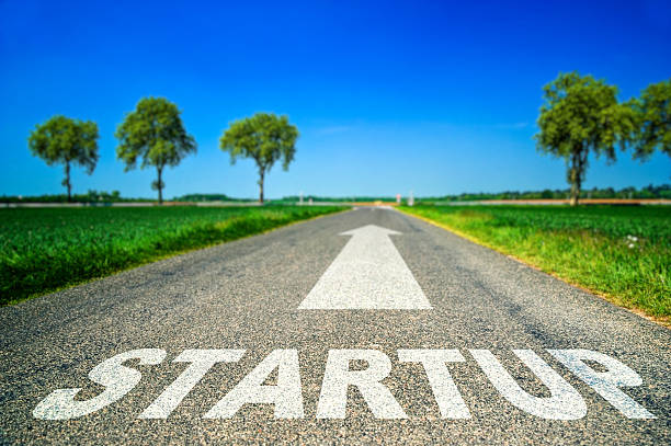 istock Startup word painted on asphalt road 522817363
