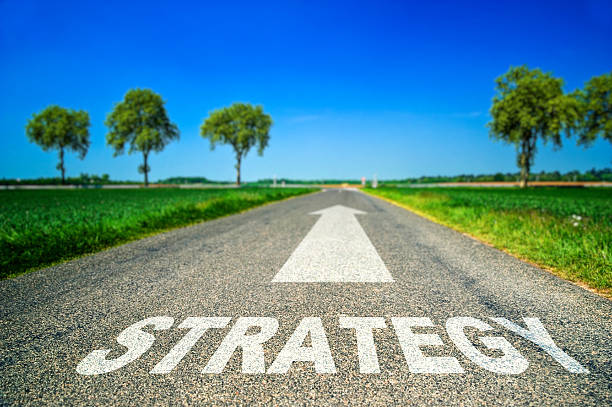 istock Strategy word painted on asphalt road 522817677