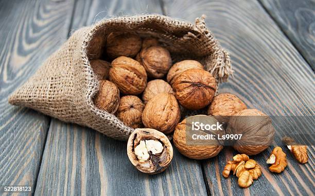 Walnuts Stock Photo - Download Image Now - Bag, Burlap, Food