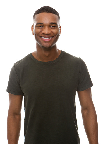 Portrait of a smiling young man with green t-shirt