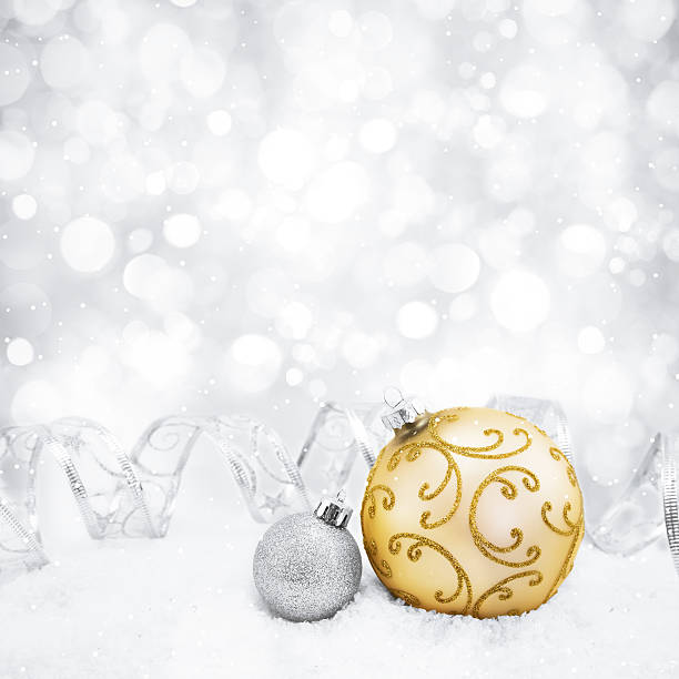 istock Decorative christmas background with bokeh lights and snowflakes 522836297