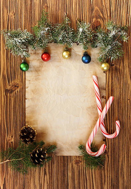 istock Christmas decorations on the old sheet of paper 522836603