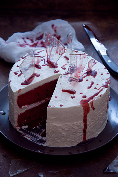 istock Red velvet cake decorated for Halloween 522836845