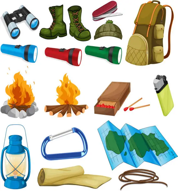 Vector illustration of Camping set