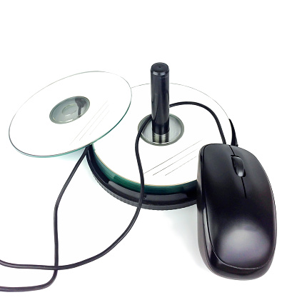 CD ,DVD, Mouse  on white backgrund