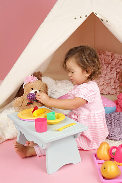 istock Pretend Play Tea Party at home with a TeePee Tent 522838417