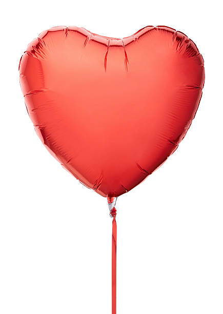 球の赤いハート、リボン - heart shape valentines day vibrant color bright ストックフォトと画像