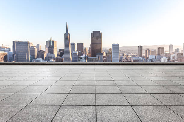 istock empty marble floor with cityscap and skyline of san francisco 522850414