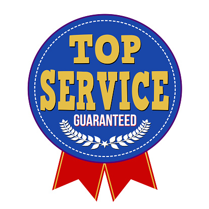 Top service guaranteed badge on white background