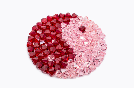 Red And Pink Crystals In Shape Of Ying and Yang