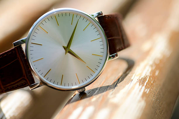 istock Man watch classic brown leather bracelet 522852542