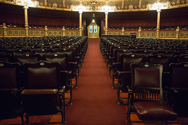 Group of empty seats in classical old theatre in San Jose. Costa Rica