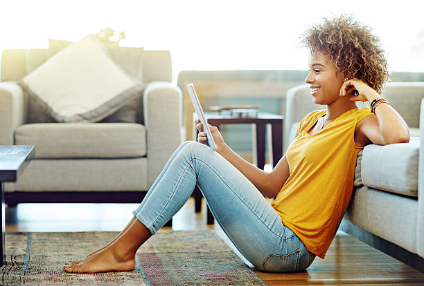 istock Catching up with life online on her day off 522853900