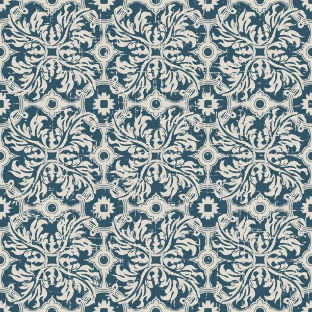 istock Seamless worn out antique background 264_feather spiral round cross flower 522856680
