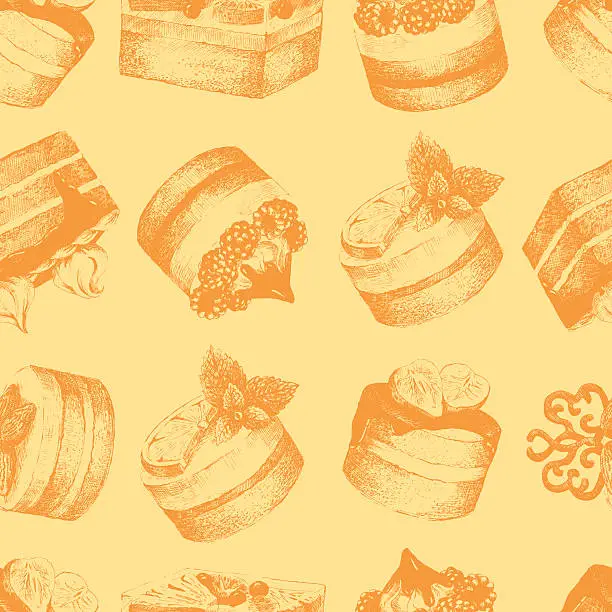 Vector illustration of Cakes seamless pattern