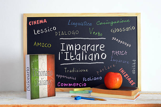 istock Blackboard in an Italian language classroom with the message LEARN ITALIAN 522858218
