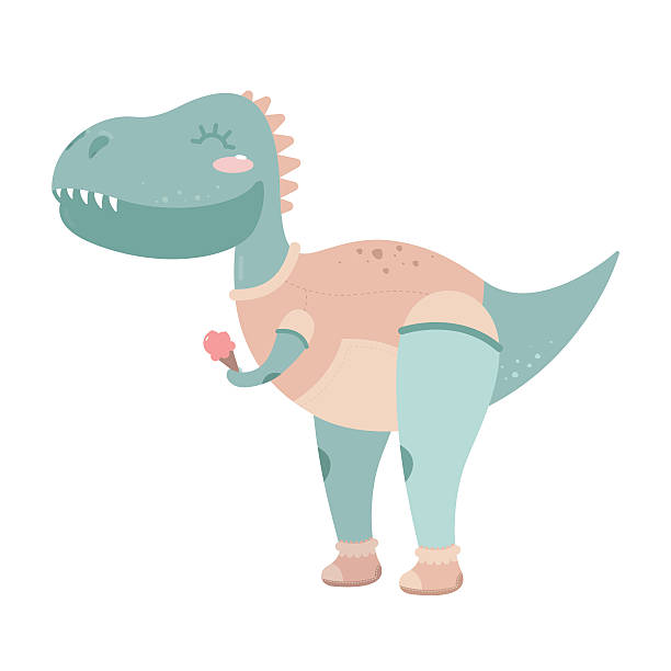 Fofinho dinossauro para crianças cartazes, postais - ilustração de arte vetorial
