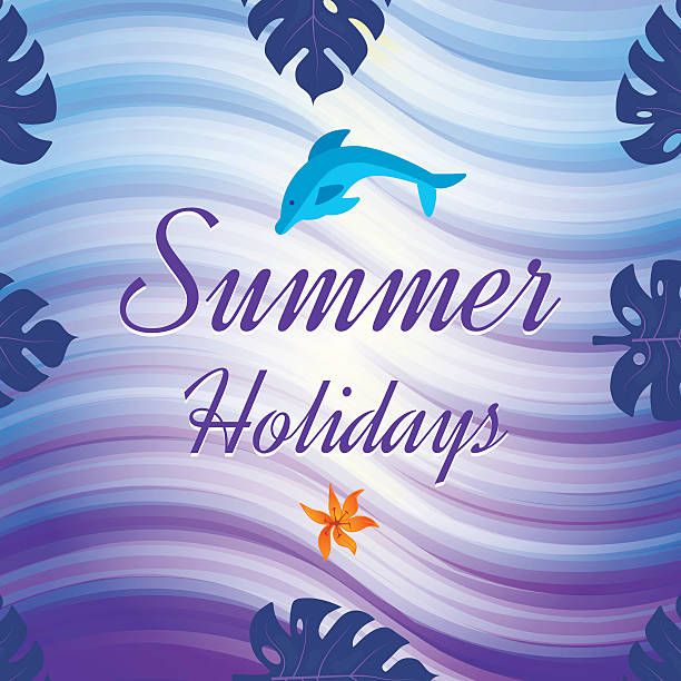 тропический летние каникулы векторный фон. - dolphin silhouette audio stock illustrations