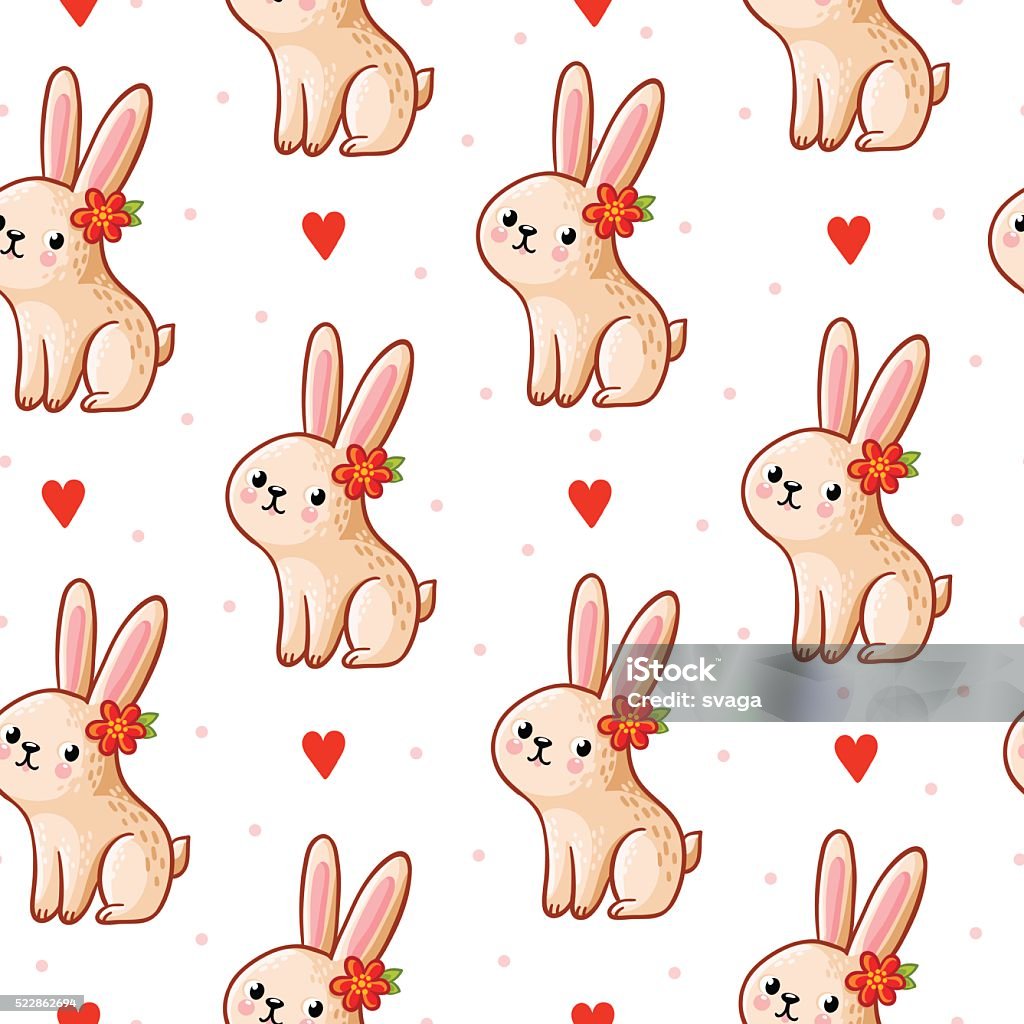 Vector seamless pattern with cute bunny on a white background. Vector seamless pattern with cute bunny on a white background. Perfect for greeting cards for Valentine's Day. Abstract stock vector