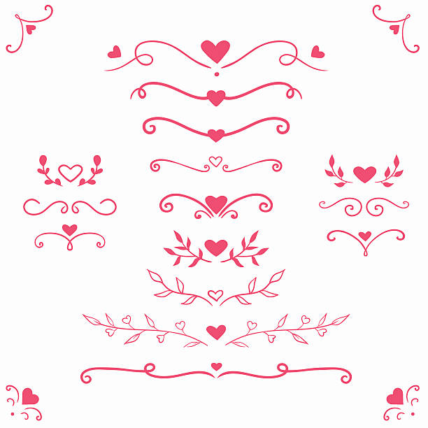 set of romantic dividers and borders vector set with romantic dividers, borders, curls and swirls harmonia stock illustrations