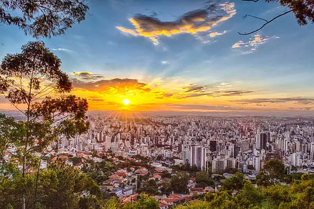 Sunset at the lookout point of mangabeiras neighborhood, Belo Horizonte - MG, Brazil.